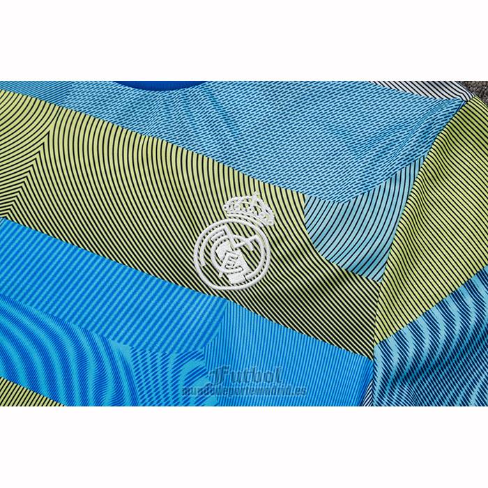 Chandal del Real Madrid Manga Corta 2025-2026 Azul Verde - Pantalon Corto